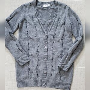 Ag Adriano Goldschmied Wool/Mohair Blend Distressed Sweater Cardigan,Gray,XS,